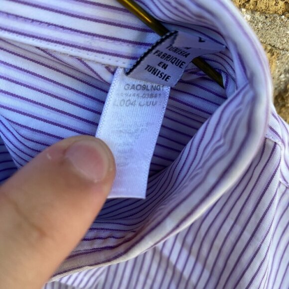 Vintage Armani Collezioni Modern Fit Button Up Dress Shirt Striped Large - Picture 6 of 8